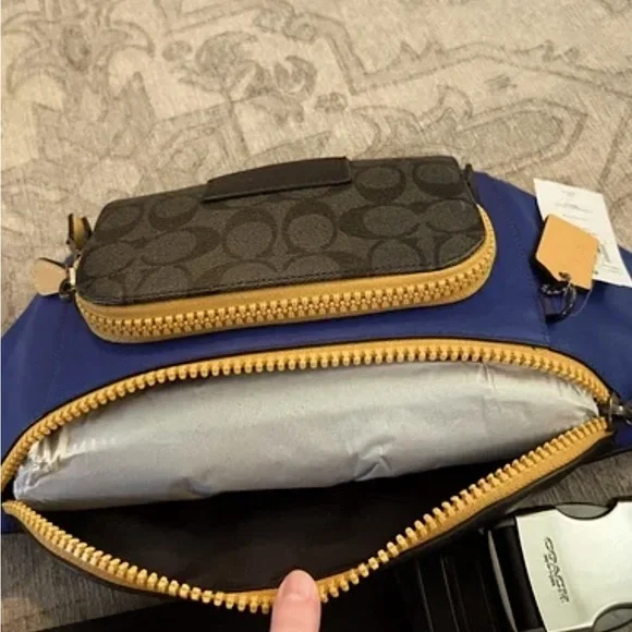 Track Belt Bag In Colorblock Signature Canvas